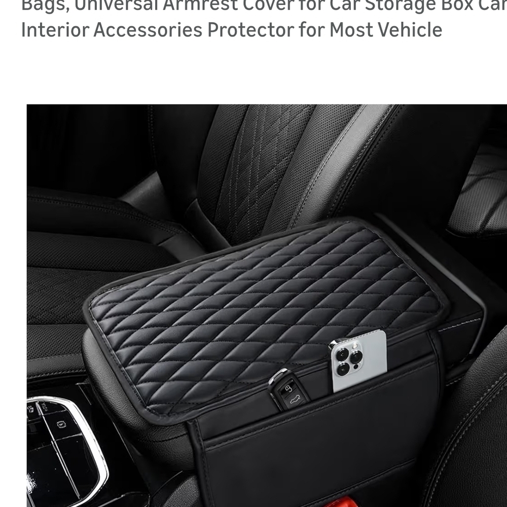 2 Quilted Black Armrest Cover for Car